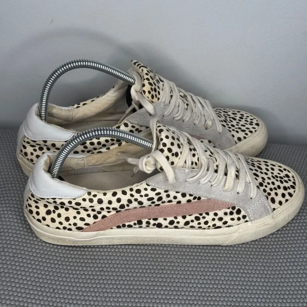 Madewell Sidewalk Calf‎ Hair Sneakers Womens US 9.5 Low Top Shoes Spotted White
